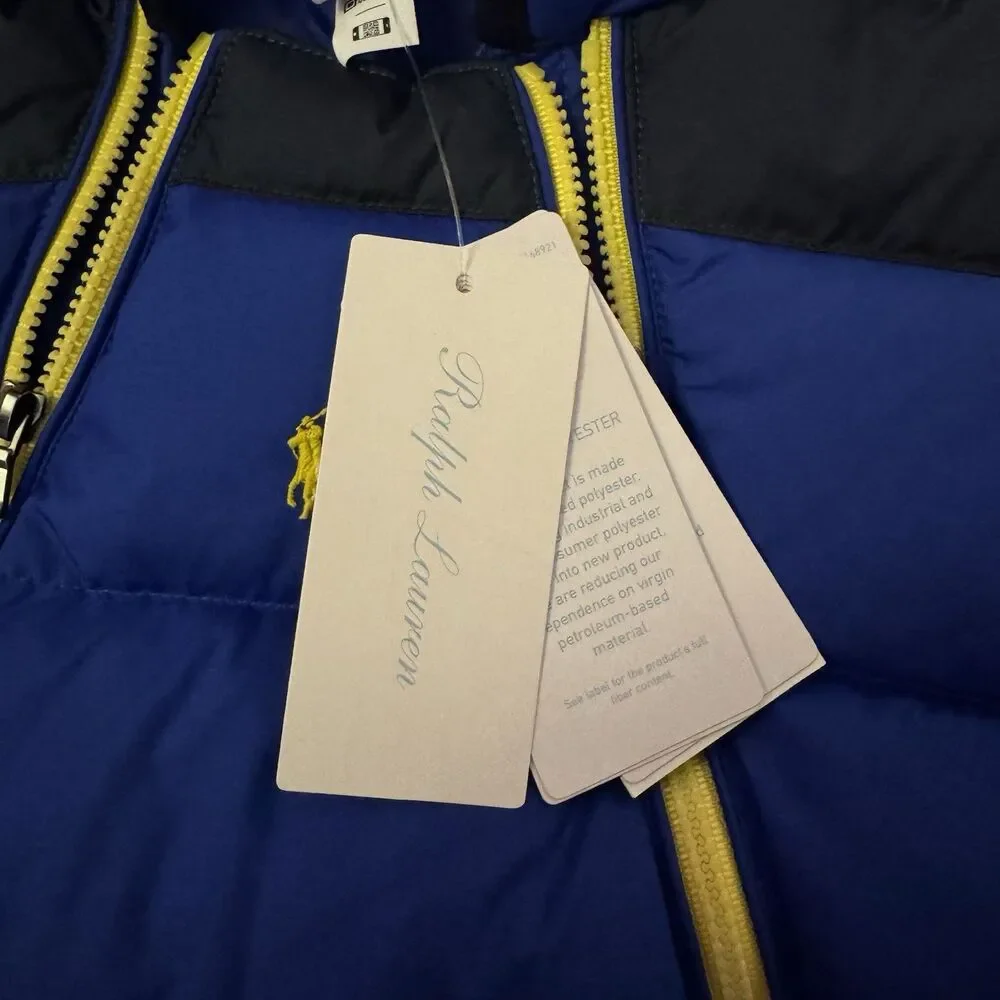 NWT Ralph Lauren Baby Snowsuit Blue, Hooded, 9 Months $195 Yellow‎ Pony
